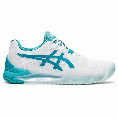 Asics Gel-Resolution 8 (D) - Naisten Tenniskengät - Valkoinen/Turkoosi